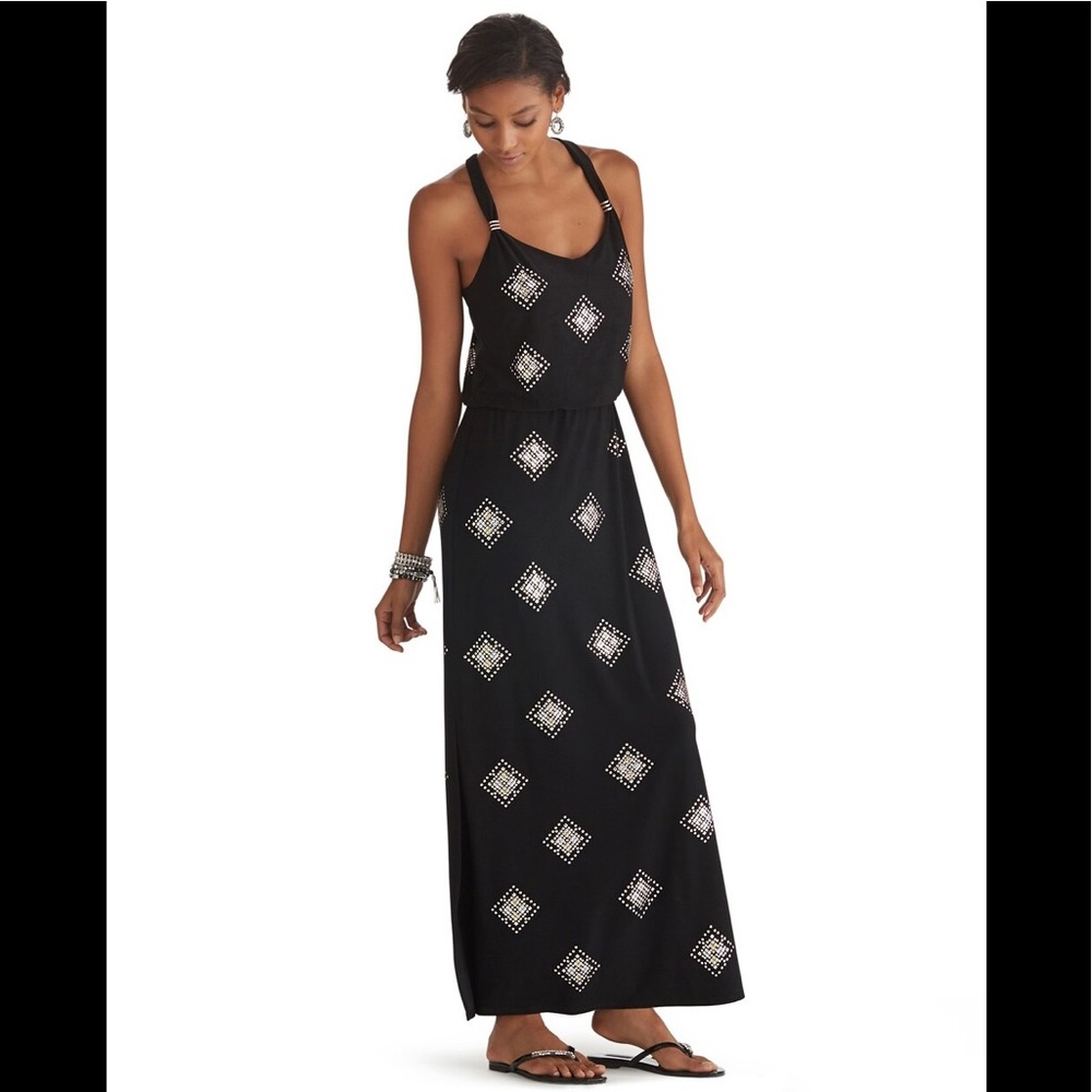 WHBM SLEEVELESS STUDDED MAXI DRESS XS WORN 1X